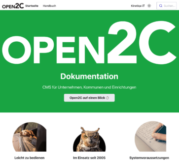 Bildschirmfoto Der Benutzerdokumentations-Webseite Von Open2C